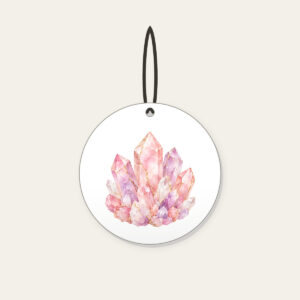 Rose Quartz Crystal Pattern Ceramic Ornament in white: A rose quartz crystal pattern in blush, lilac and white with fine gold lines.