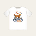 DOG WALKS AT DUSK T-Shirt in white