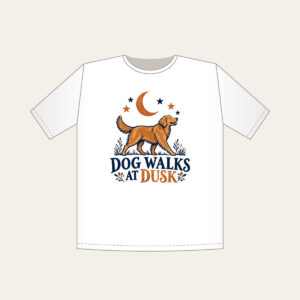 DOG WALKS AT DUSK T-Shirt in white