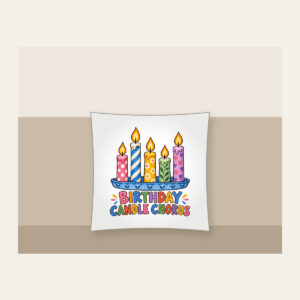 BIRTHDAY CANDLE CHORUS Pillow in white