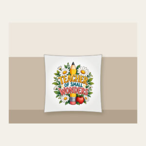 TEACHER OF SMALL WONDERS Pillow in white