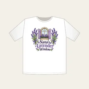 Nana's Lavender Window T-Shirt in white