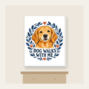 DOG WALKS WITH ME Canvas Print in white