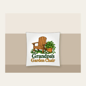 Grandpa's Garden Chair Pillow in white