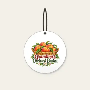 Grandma's Orchard Basket Ceramic Ornament in white
