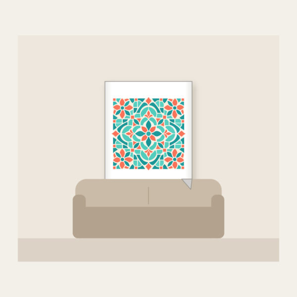 Product image Aqua and Coral Mosaic Tiles Fleece Blanket
