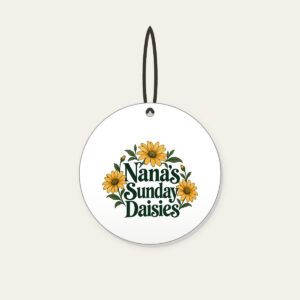 Nana's Sunday Daisies Ceramic Ornament in white