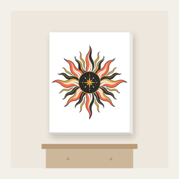 Product image Sunburst Lines on Charcoal with a Small Star Canvas Print