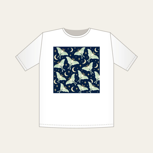 Product image Luna Moths and Crescent Moons on Navy T-Shirt