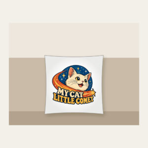MY CAT LITTLE COMET Pillow in white