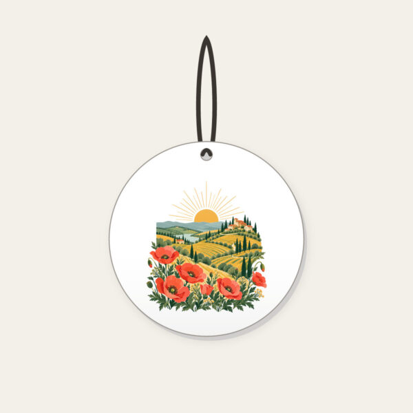 Product image Terraced Hills at Sunrise with Poppies Ceramic Ornament