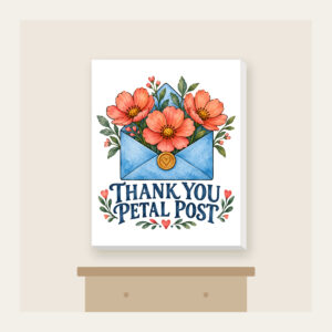 THANK YOU PETAL POST Canvas Print in white
