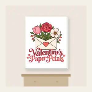 Valentine's Paper Petals Canvas Print in white