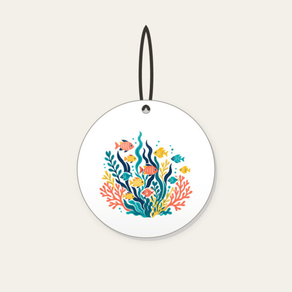 Product image Tropical Fish School and Seaweed on Navy Ceramic Ornament