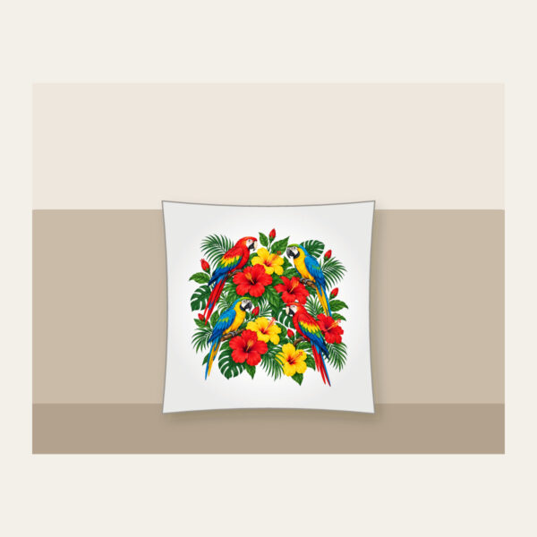 Product image Parrots Among Red Hibiscus Pillow