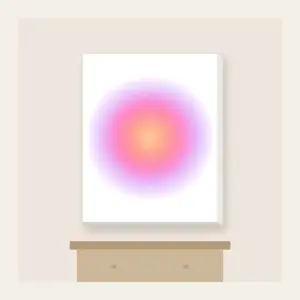 Apricot to Rose to Lilac Gradient Canvas Print in white: A gentle gradient from apricot to rose to pale lilac, with a fine speckle.