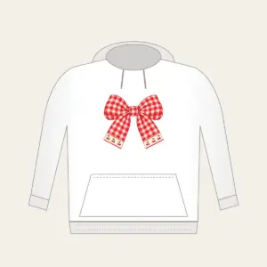 Red Gingham with Cherry Accents Hoodie in white: Red and cream gingham with tiny cherry motifs.