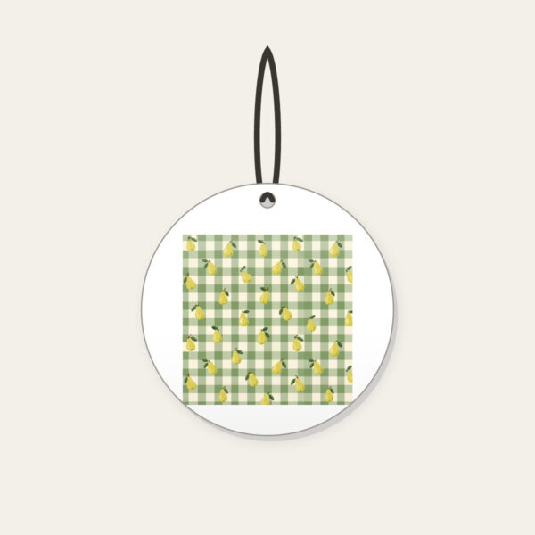 Product image Green Gingham with Scattered Pears Ceramic Ornament