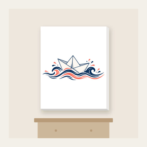 Product image Folded Paper Boat on Navy Waves Canvas Print