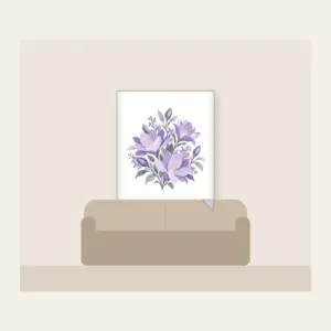 Lilac Night-Blooming Floral Pattern Fleece Blanket in white: A compact floral pattern of night-blooming flowers in lilac and pale grey.