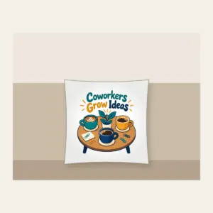 Coworkers Grow Ideas Pillow in white