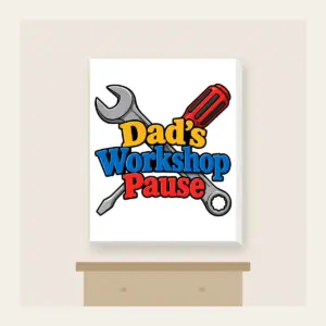 Dad's Workshop Pause Canvas Print in white