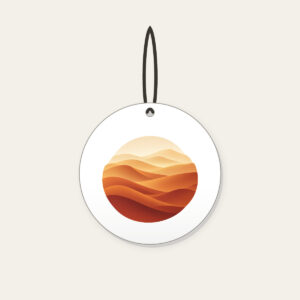 Sand-to-Rust Dune Gradient Ceramic Ornament in white: A sand-to-rust gradient with gentle dune lines sweeps across the artwork.