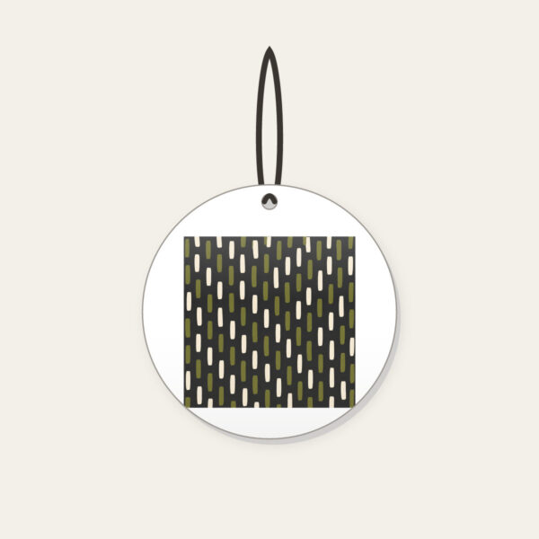 Product image Staggered Olive Dashes on Charcoal Ceramic Ornament