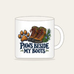 PAWS BESIDE MY BOOTS Mug in white