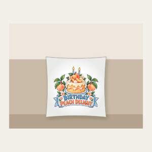 BIRTHDAY PEACH DELIGHT Pillow in white