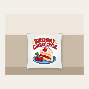 BIRTHDAY CHERRY CHEER Pillow in white