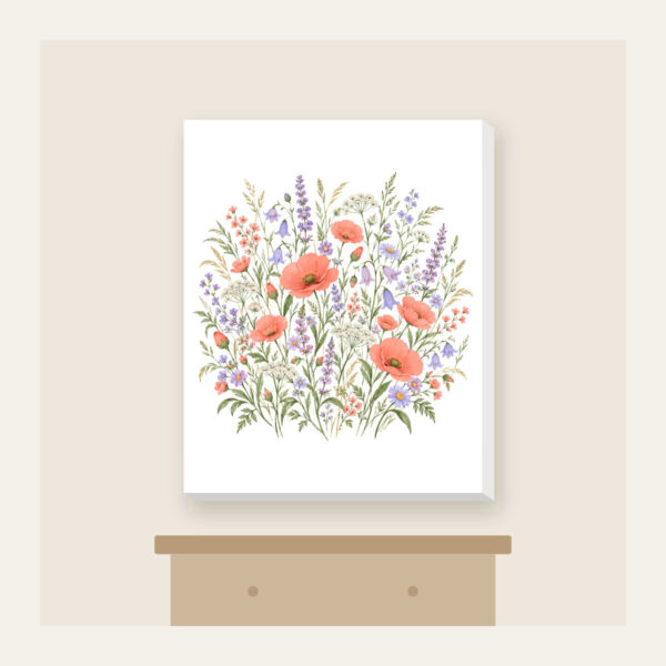 Product image Coral and Lilac Wildflower Meadow Canvas Print