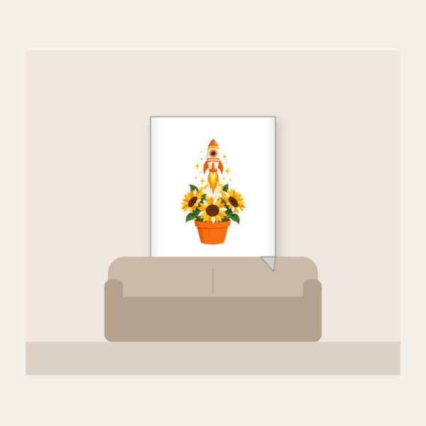 Product image Striped Rocket in Sunflower Pot Fleece Blanket