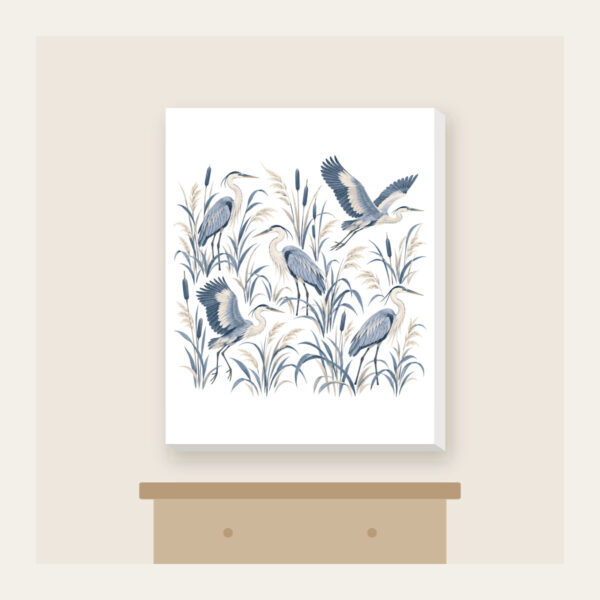 Product image Herons and Reeds in Grey-Blue Canvas Print
