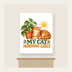 MY CAT MORNING LIGHT Canvas Print in white