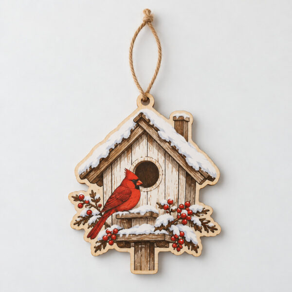 Product image Snowy Birdhouse Wood Ornament