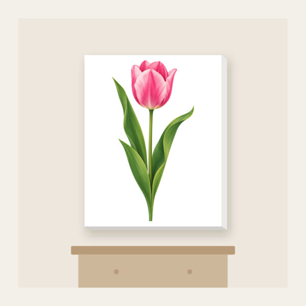 Product image Single Pink Tulip with Long Leaves Canvas Print