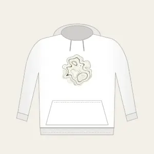 Moss and Sand Contour Map Lines Hoodie in white: Flowing contour lines in moss, sand and cream, with a single tiny star tucked among them.