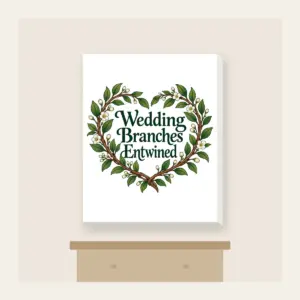 Wedding Branches Entwined Canvas Print in white