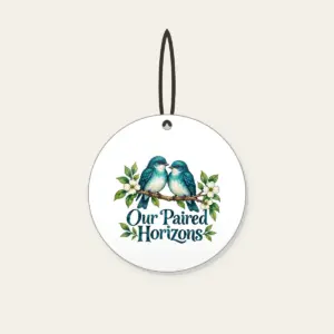Our Paired Horizons Ceramic Ornament in white