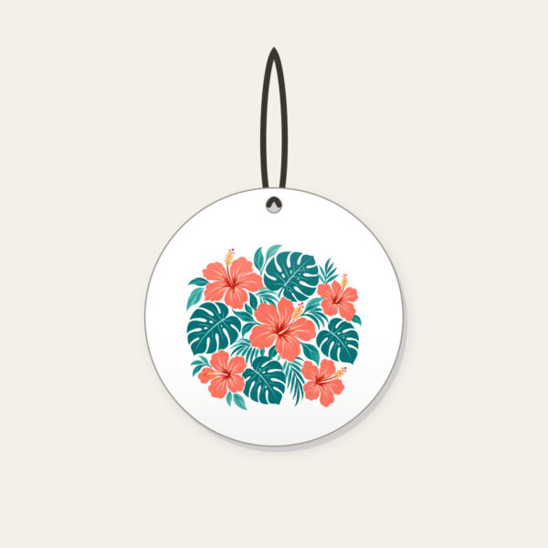 Product image Coral Hibiscus and Monstera Leaves Ceramic Ornament
