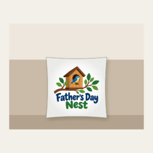 Father's Day Nest Pillow in white