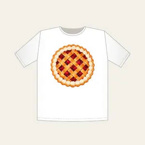 Lattice Berry Pie T-Shirt in white: A lattice-top pie bursting with red berries and a cream crust edge.