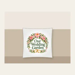 Our Wedding Garden Pillow in white