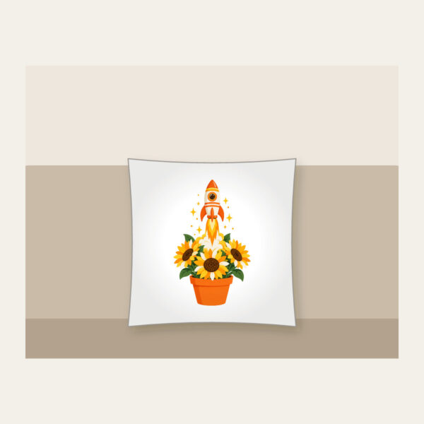 Product image Striped Rocket in Sunflower Pot Pillow