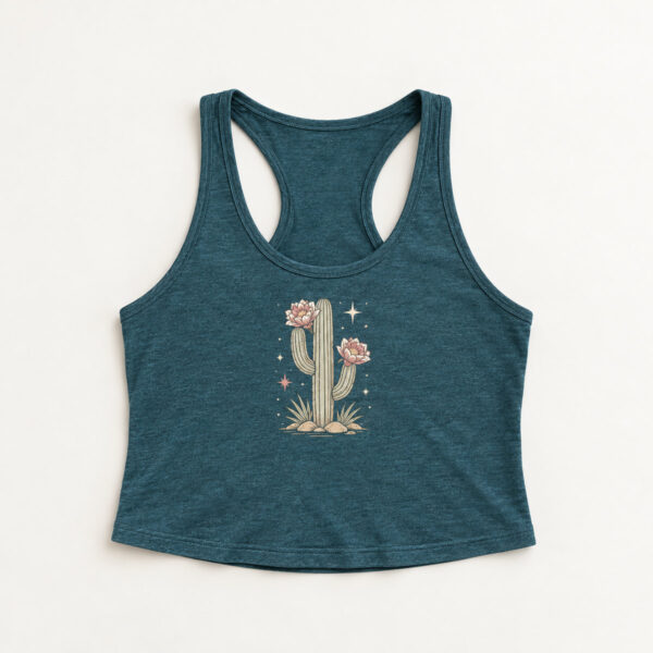 Product image Deep Teal Cactus Bloom Racerback Crop Tank