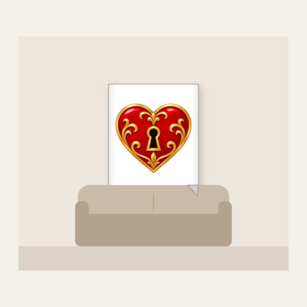 Product image Heart and Keyhole in Red and Gold Fleece Blanket