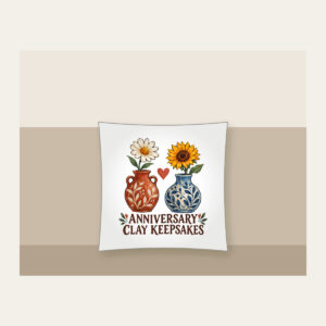 ANNIVERSARY CLAY KEEPSAKES Pillow in white