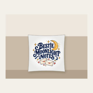 BESTIE MOONLIGHT NOTES Pillow in white