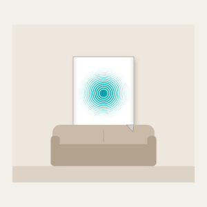 Teal Ripple Rings Fading to White Fleece Blanket in white: Concentric ripple lines spread in teal and thin out to white.